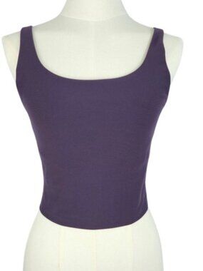 Women’s Crop Top Scoop Neck Built In Bra Purple Active Size S